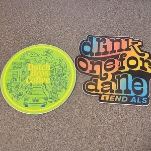 Dutch Bros Sticker Drop February 2023 & May 2022 (set‎ of 2) Drink One For Dane